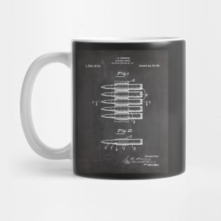 Bullet Cartridge Carrier Patent - Gun Lover Workshop Art - Black Chalkboard Mug